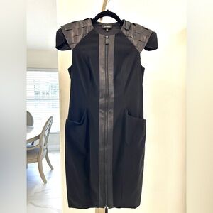 La Perla Black Mid Length Dress with Leather Details